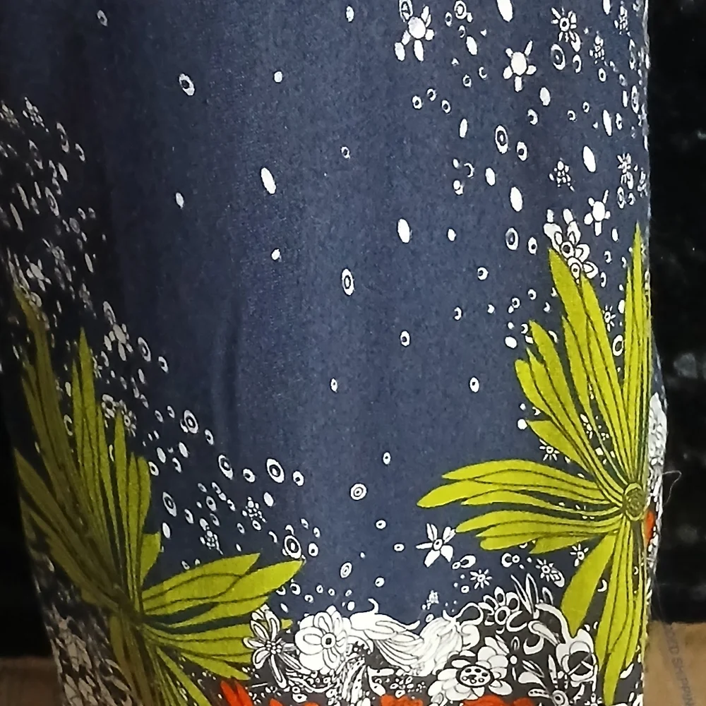 Floral Print Women's A Line Navy Midi Dress Sz Med Large - Picture 5 of 7